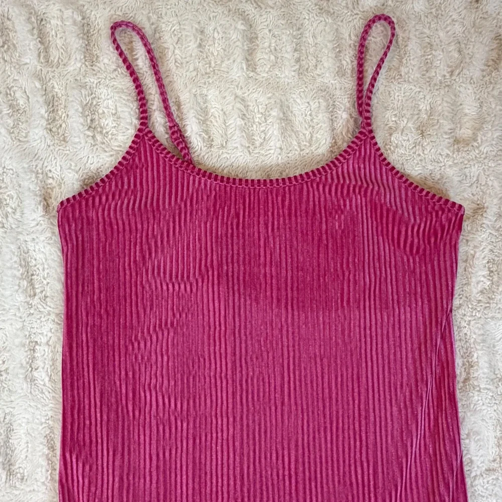 Colsie Pink Ribbed Velvet Cami Mini Dress Womens Medium VN1042782